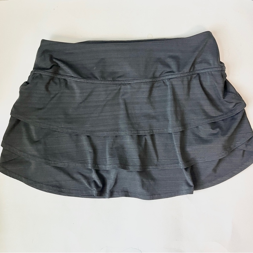 Athleta Black Tiered Skort with Hidden Zipper Pocket